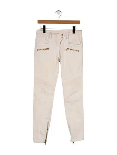 Pre-owned Balmain Low-rise Straight Leg Jeans In Neutral