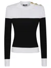 Balmain 3-button Twisted Knit Colorblock Top In Multi