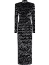 Balmain Ls Bodycon Love Letter Long Dress Clothing In Eab Black White