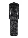Balmain Ls Bodycon Love Letter Long Dress Clothing In Negro