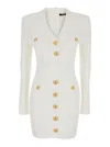 Balmain Short White Fitted Dress With Buttons In White