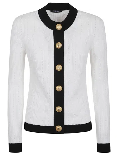 Balmain Two-tone Cardigan In Gray