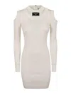 Balmain Ls Db Col Shoulder Cut Knit Dress In Blanco