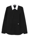 Balmain Collar Contrast Long Sleeves Shirt In Black