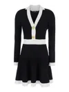 Balmain Colorblock Twisted Cable Long Sleeve Sweater Dress In Black