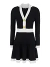 Balmain Colorblock Twisted Cable Long Sleeve Sweater Dress In Black