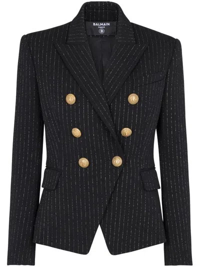 BALMAIN LUREX-DETAIL DOUBLE-BREASTED BLAZER