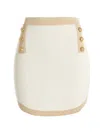 Balmain 6-button Metallic-edge Pointelle Knit Mini Skirt