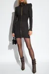 Balmain Lurex Zip-up Mini Dress In Black