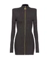 Balmain Lurex-knit Zipped Minidress In Black