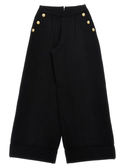 Balmain Kids' Lurex Pinstriped Pants In Black