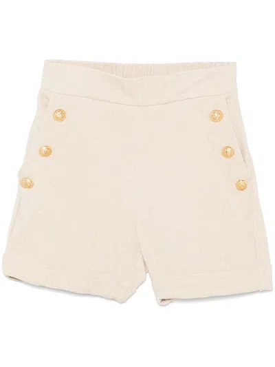 Balmain Kids' Lurex Shorts In Neutrals