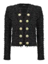 Balmain Black Lurex Tweed Blazer In Negro