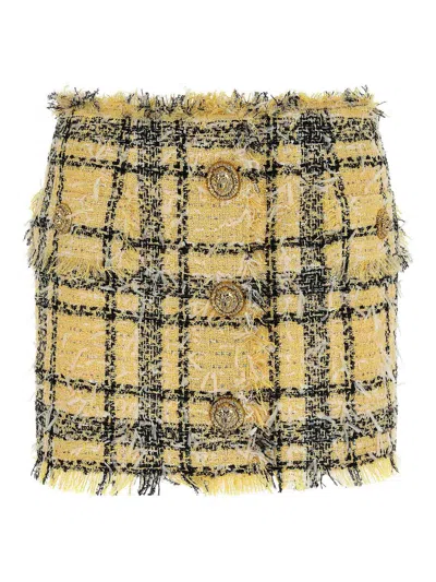 Balmain Women Lurex Tweed Skirt In Multi