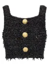 Balmain Women Tweed Cropped Top