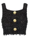 Balmain Women Tweed Cropped Top