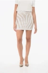 Balmain Lurex Zebra Miniskirt With Back Zip In Gray