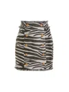 Balmain Hw Butonned Lurex Zebra Short Skirt