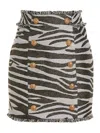Balmain Hw Butonned Lurex Zebra Short Skirt In Multicolor