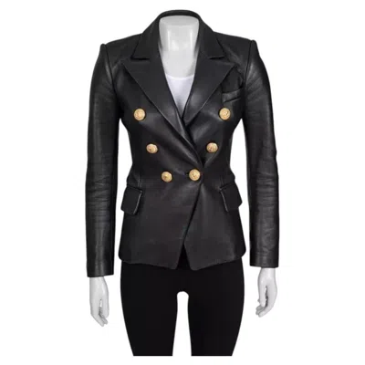Pre-owned Balmain Luxurious Black Lamb Leather Jacket - Size Fr34/xs