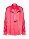 BALMAIN LUXURIOUS MONOGRAM JACQUARD SHIRT IN VIBRANT FUCHSIA FOR WOMEN