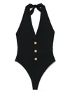 Balmain Black Buttons One-piece Swimsuit In Black