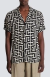 Balmain Lapel Shirt Geometric Pattern In Black