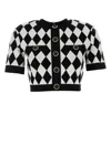 Balmain Cropped Button-embellished Jacquard-knit Top