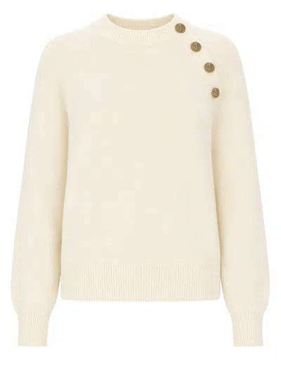 Balmain Maglia Con Bottoni Gioiello In Neutral