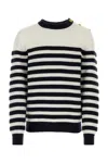 Balmain Embossed Monogram Striped Sweater