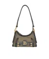 Balmain B-buzz Hobo Bag In Khaki In Gray