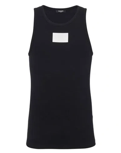Balmain Main Lab Tank Top Man Tank Top Black Size S Cotton, Elastane In Black