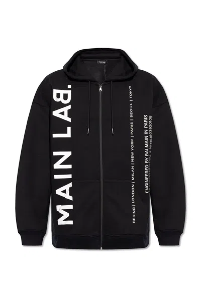 Balmain Main Lab Zipped Hoodie In Black