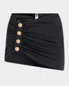 Balmain Maison Mini Skirt Coverup In Black