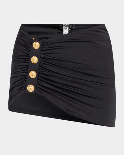 Balmain Maison Mini Skirt Coverup In Black