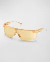 Balmain Major Ltd Half-rimmed Titanium Shield Sunglasses In Gldd