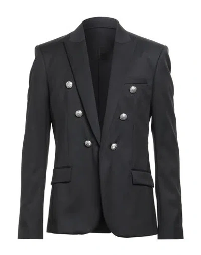 Balmain Man Blazer Black Size 38 Wool In Gray