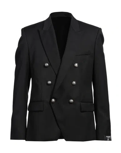 Balmain Button-embellished Wool Blazer In Black