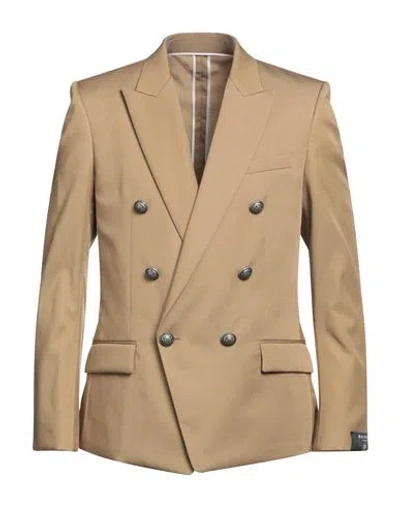 Balmain Man Blazer Camel Size 40 Lyocell, Cotton In Brown