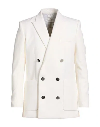 Balmain Man Blazer Cream Size 38 Virgin Wool In White
