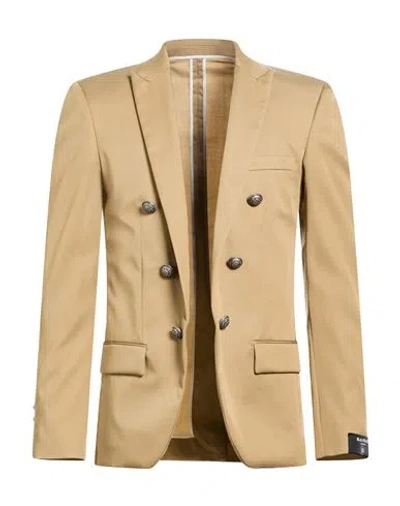 Balmain Man Blazer Khaki Size 34 Lyocell, Cotton In Neutral