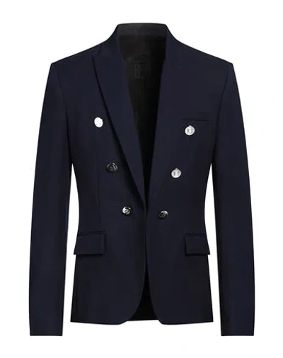 Balmain Man Blazer Navy Blue Size 44 Virgin Wool