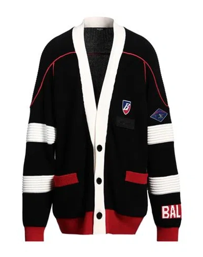 Balmain Man Cardigan Black Size M Virgin Wool, Polypropylene, Polyester, Polyamide