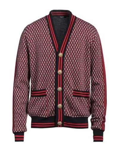 Balmain Man Cardigan Red Size L Wool
