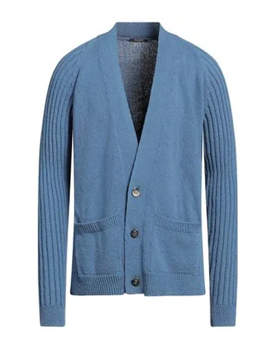 Balmain Man Cardigan Slate Blue Size Xs Cotton, Polyamide, Viscose