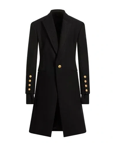 Balmain Man Coat Black Size 40 Wool, Polyamide