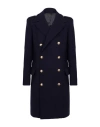 Shop Balmain Man Coat Blue Size 40 Virgin Wool, Polyamide