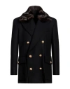 Balmain Man Coat Midnight Blue Size M Wool, Polyamide, Modacrylic In Blue