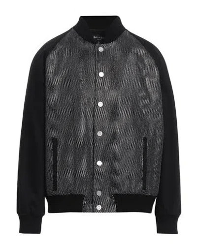 Balmain Man Denim Outerwear Black Size 40 Cotton