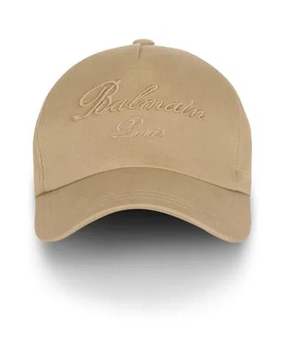 Balmain Embroidered-logo Cotton Cap In Nude